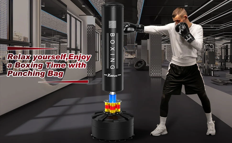 XDDIAS Punching Bag with Stand, Punching Bag for Adults, Boxing Bag with Stand 70''-205lbs Freestanding Punching Bag for Adult Youth Kids