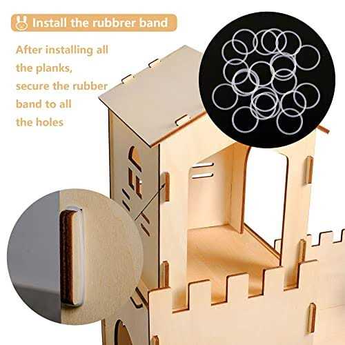 Extra Large Wooden Rabbit Castle Hideaway Tunnel and Bed Small Animal Hideaway Hut Solid Safe Construction Play Hideaway Hut for Rabbit Guinea Pig