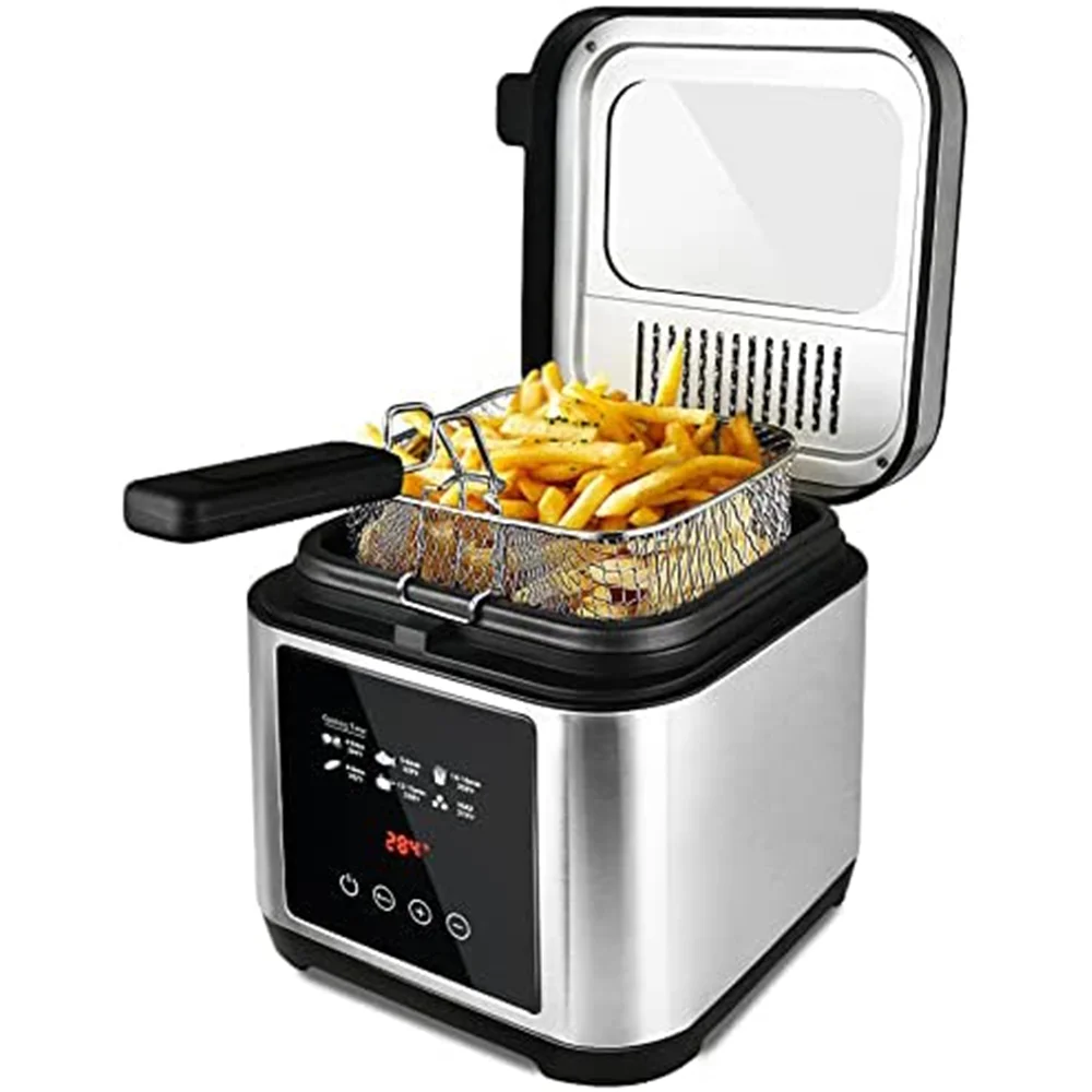 Deep Fryer, Cusimax Electric Deep Fryer with Basket, Oil Thermostat, 2.5l/2.64qt Deep Fat Fryers with Timer, Removable Lid, View Window