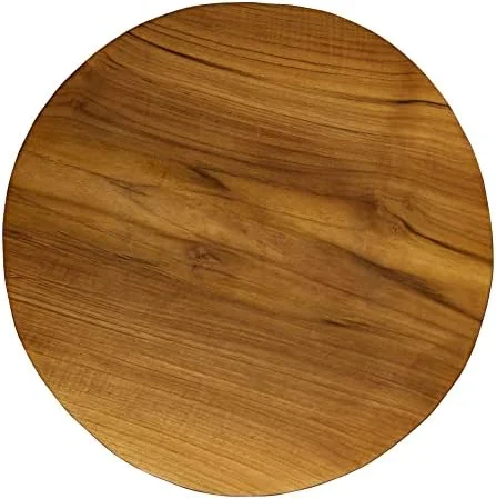 KHBIULIFE Natural Teak Wood Slab Round Accent End Table (Teak Wood)