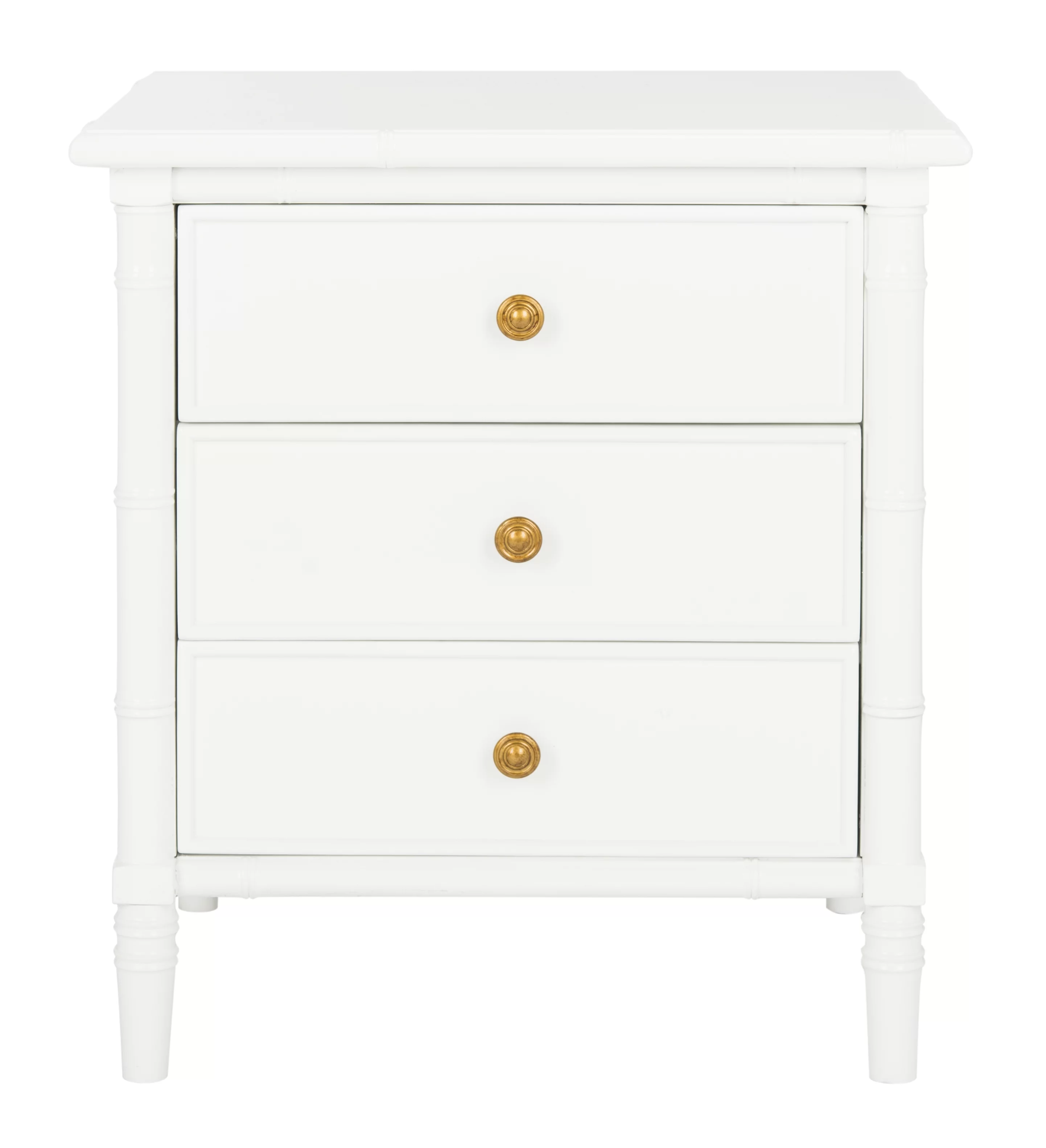 Safavieh Mina 25 in. 3 - Drawer Modern Coastal Bamboo Nightstand