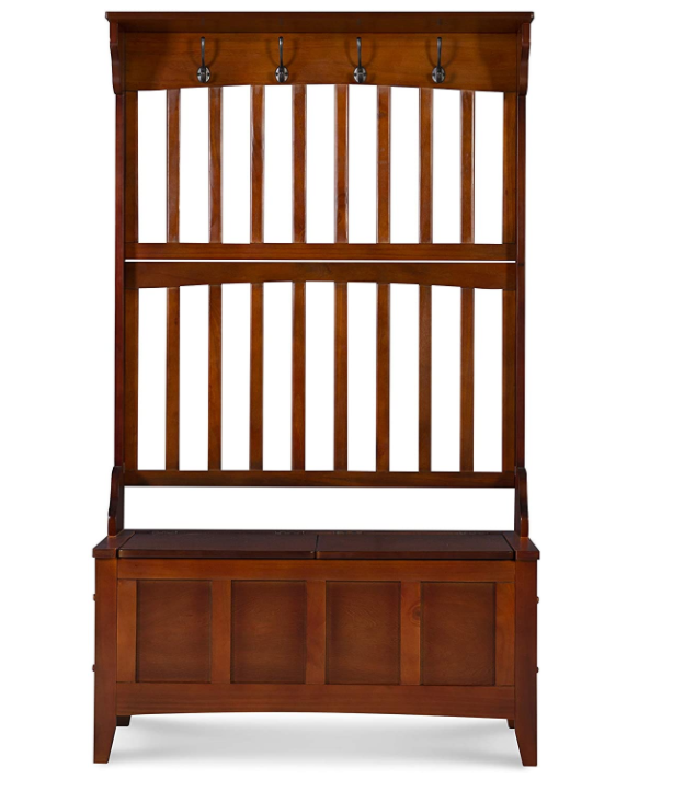 Linon Hall Tree with Storage Bench, 36"W x 18"D x 64"H, Walnut