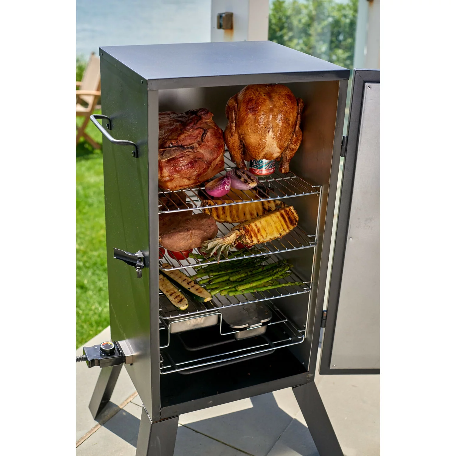 Cuisinart 30-inch Vertical Analog Electric Outdoor Smoker with 548-Sq.in. Cooking Space, Black