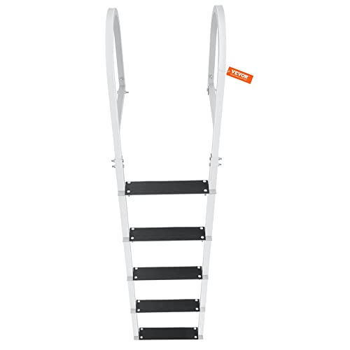 VEVOR Dock Ladder, Removable 5 Steps, 500 lbs Load Capacity, Aluminum Alloy Pontoon Boat Ladder with 3.1'' Wide Step & Nonslip Mat