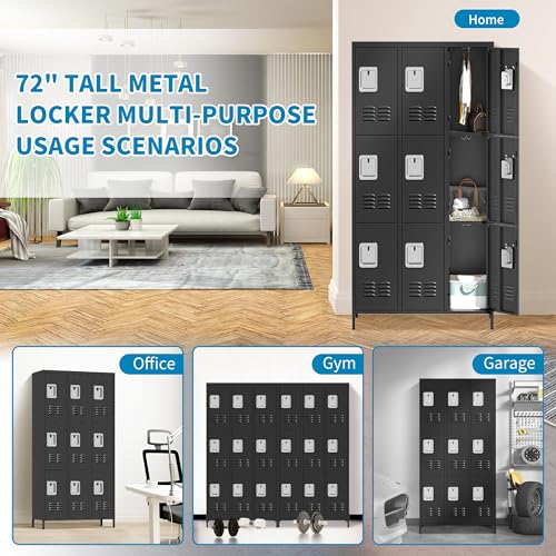 6 Doors Metal Lockers for Employees 72" H Storage Cabinet Lockable Locker with Shelves Steel Storage Locker for Gym School Office Home Requires
