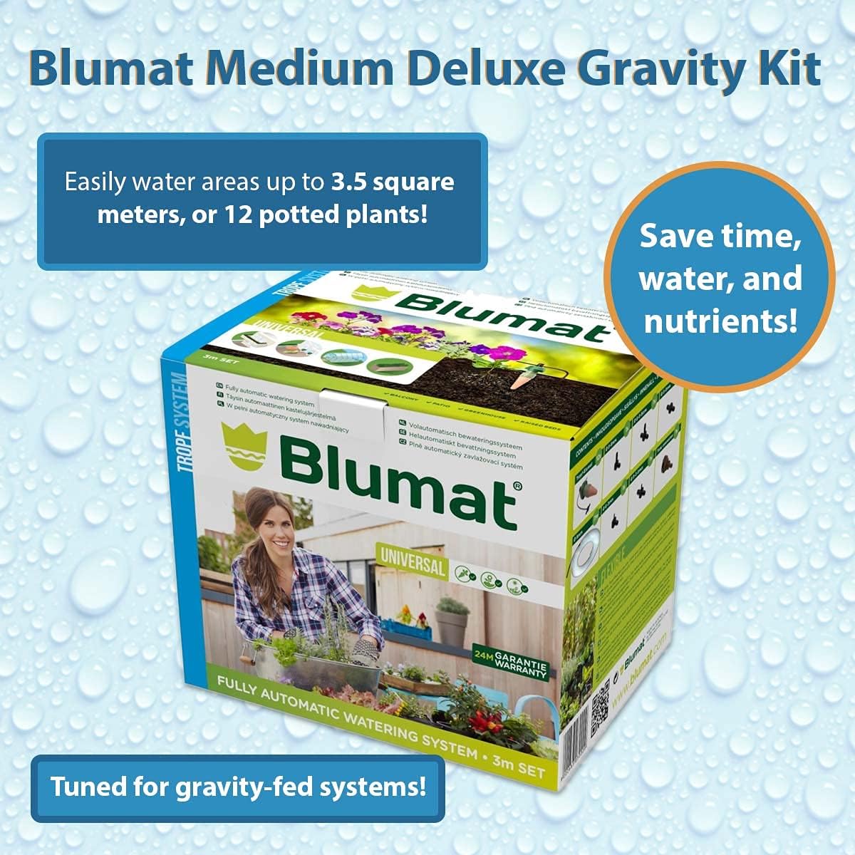Blumat Drip System - 6 Pack Small Kit with Reservoir - Smart Automatic Watering System, Great for Vacation, Made in Austria