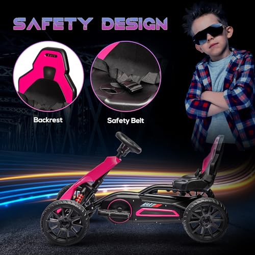 Aosom 12V Electric Go Kart for Kids, Outdoor Ride-On Toy with Forward Backward Drive & Adjustable Speed, Gift for Child 3-8 Years Old, White
