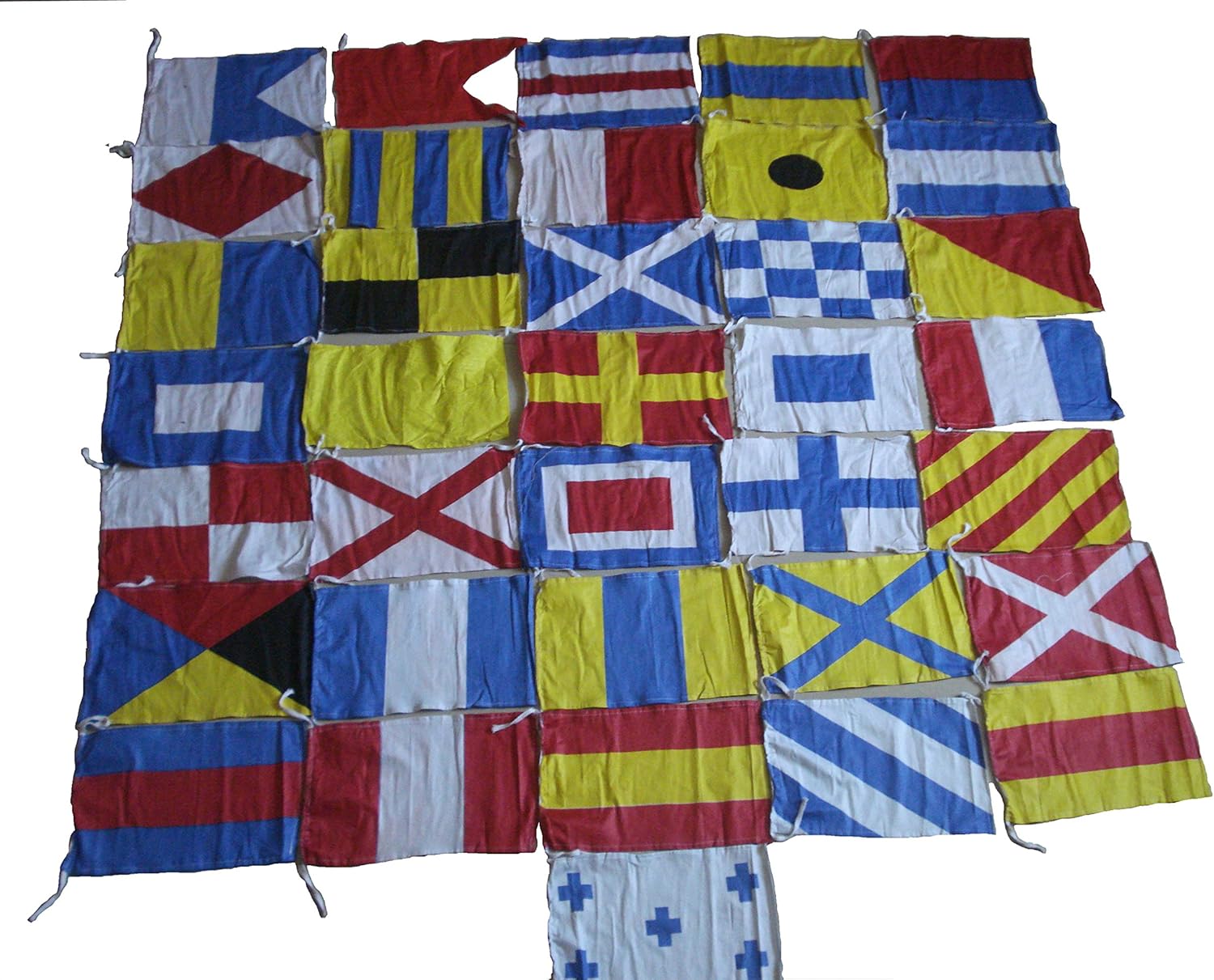 Brass Blessing Naval Signal Flag Set - Complete Set - Maritime/Marine/Boat/Yacht/Beach Party Nautical Decor (Polyester, 14 Flag Set Small)