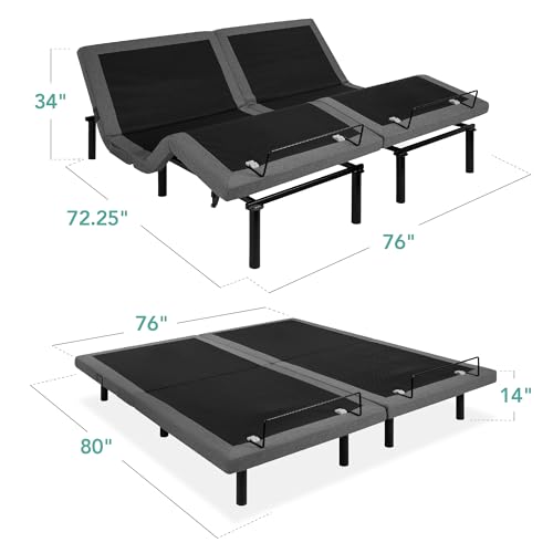 Best Choice Products Ergonomic Twin XL Size Adjustable Bed, Zero Gravity Base for Stress Management w/Wireless Remote Control, Massage, USB Ports