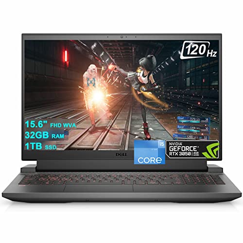 DELL G15 5000 5520 15 Gaming Laptop 15.6" FHD WVA Anti-Glare 120Hz 12th Generation Intel 12-Core i5-12500H (Beat i7-11850H) 32GB RAM 1TB SSD GeForce