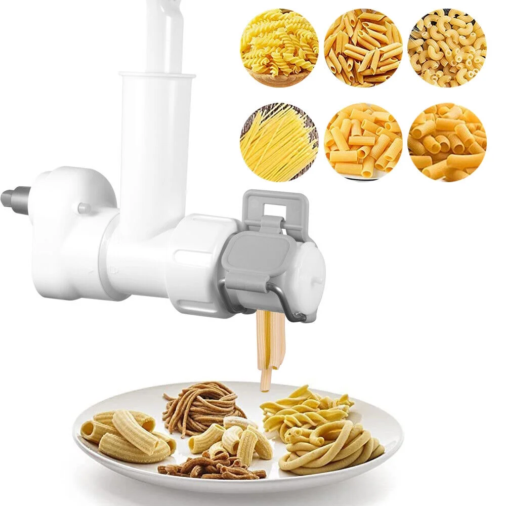 KingFurt 6X Pasta Roller & Food Meat Grinder Attachment- Automatic Spaghetti Noodle Maker for KitchenAid Mixers - White