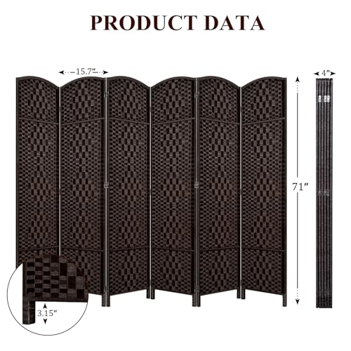 Room Divider, Room Dividers and Folding Privacy Screens, 16in Privacy Screen, 6 Panel Temporary Wall Partitions, 6ft Space Separation Panel Screen