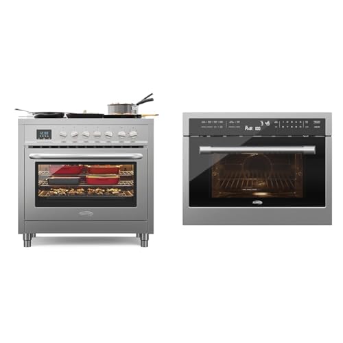 KoolMore 36 Inch All-Electric Range Oven with Ceramic Cooktop Burners, Stainless Steel Kitchen Stove with Large Capacity Convection Cooking