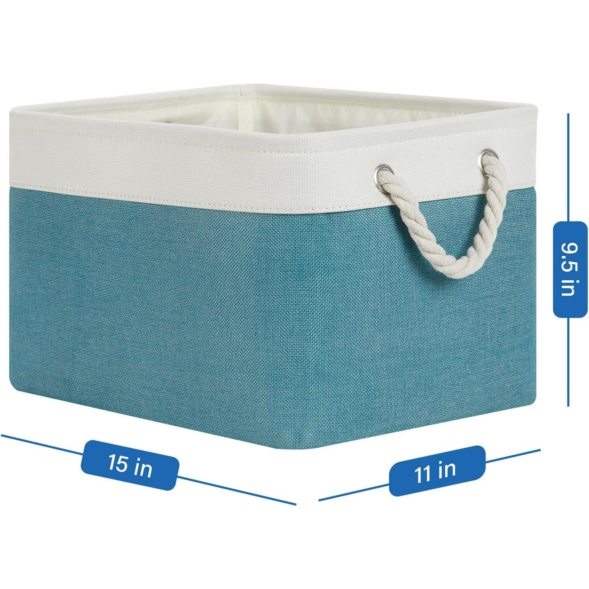Fabric Storage Baskets 4Pack Storage Bins Decorative Basket for Gift, Clothes Bin with Rope Handle, Rectangle Baskets for Storage, Blankets(White&amp