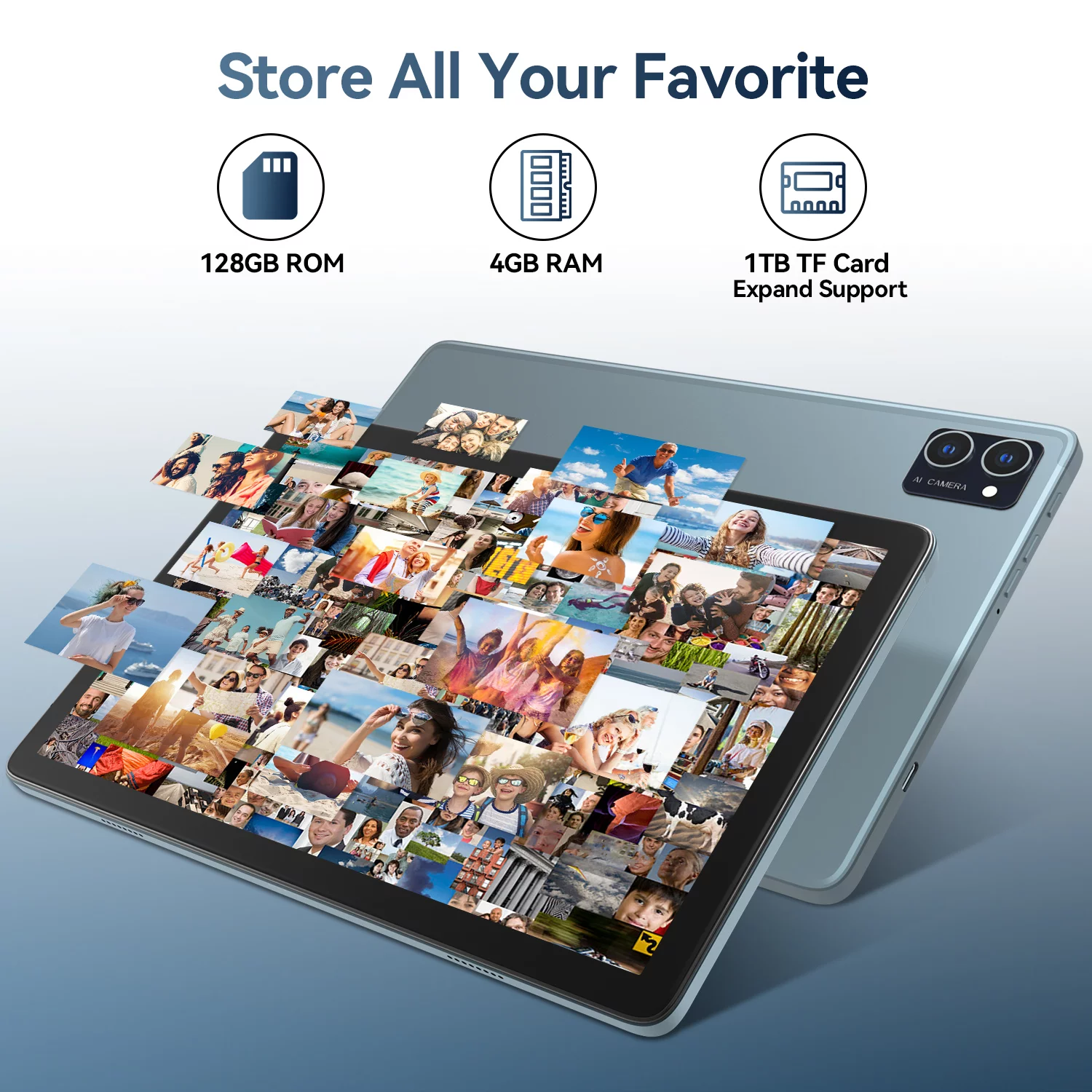 Android 12 Tablet 10.1 inch 128GB Tablet, 2024 Latest Update Octa-Core with Keyboard, Dual 13MP+8MP Camera, 5G WiFi, Bluetooth, GPS