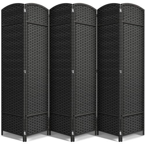 Sorbus 8-Panel Black Room Divider with Double Hinged Panels, 6 ft Tall Folding Privacy Screen
