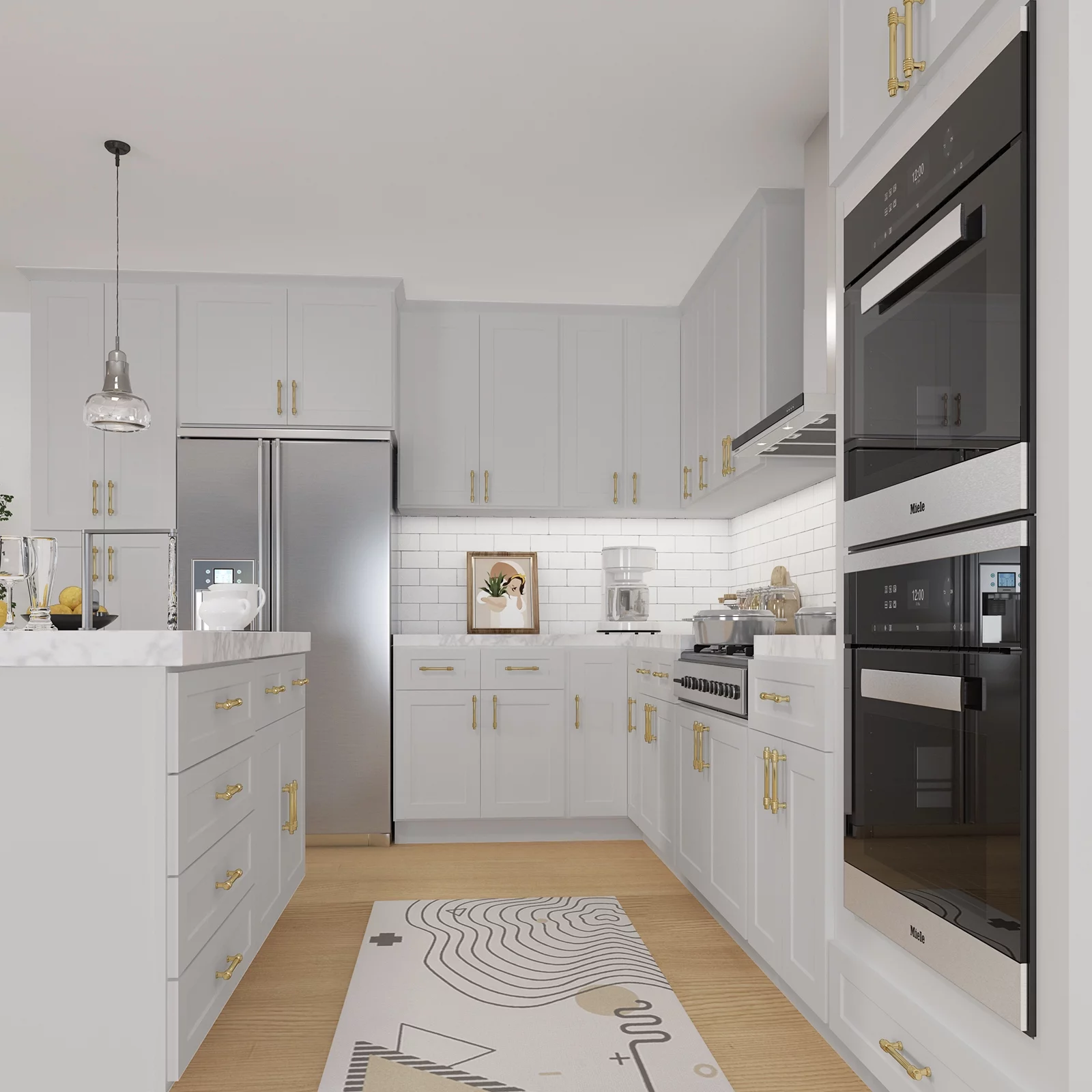 Homlux 33-in W x 24-in D x 24-in H in Shaker Dove Wall Bridge Kitchen Cabinet with 2 Doors