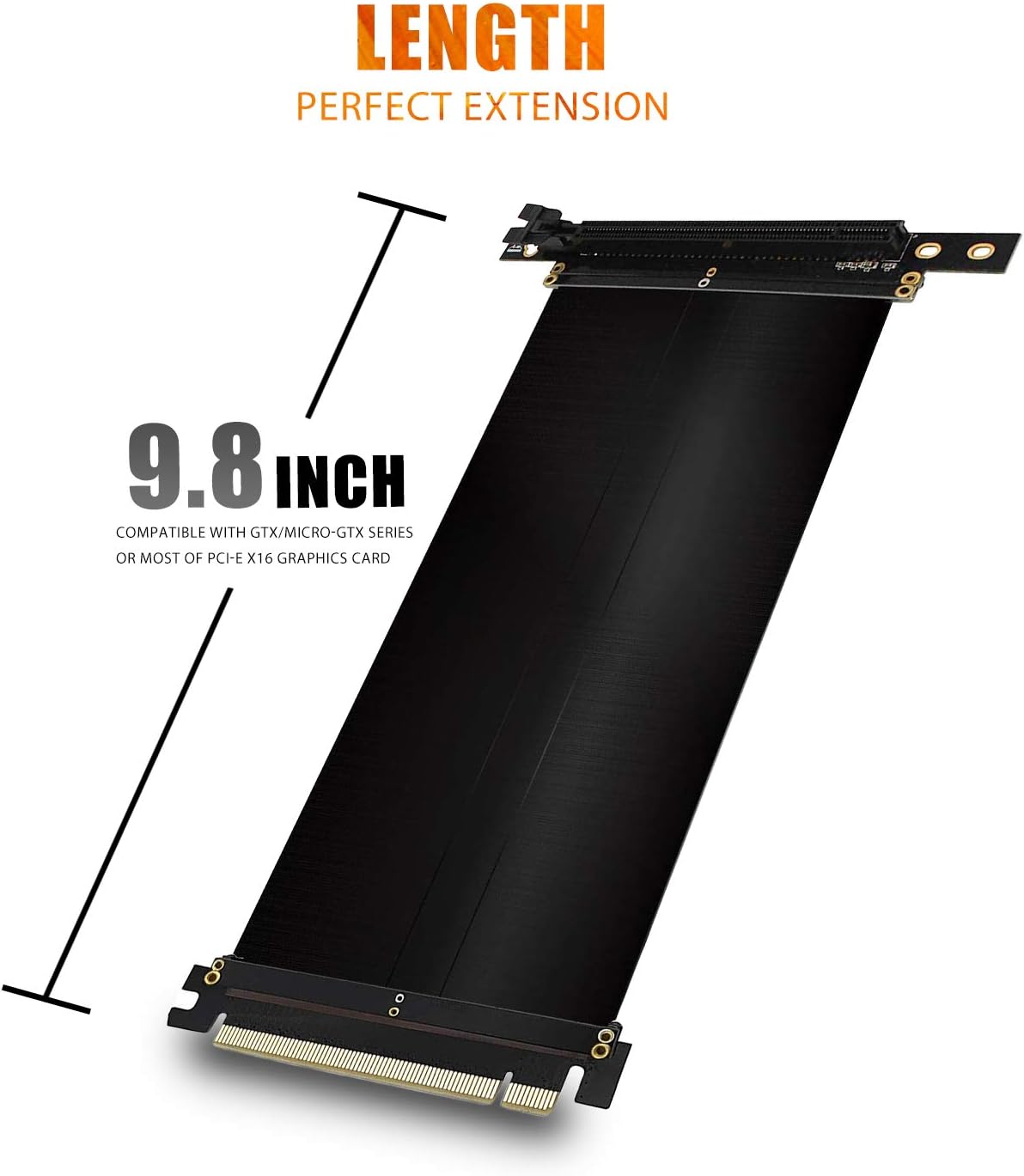 ASIAHORSE PCIE 4.0 16x Shielded Extreme High Speed Riser Cable with PCI Express Port for GPU Extension Card-Right Connector(20CM-90)