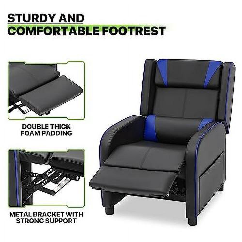 Recliner Chair With Adjustable Backrest And Footrest, Lumbar Support And Side Pocket