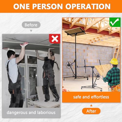 Drywall Lift 11FT, 150LBS Heavy Duty Sheetrock Lift, Drywall Lift Panel Hoist, 360° Adjustable Drywall Jack Lift for Ceiling