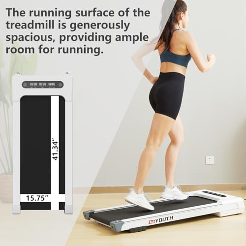 GOYOUTH 2 in 1 Under Desk Electric Treadmill Motorized Exercise Machine with Wireless Speaker, Remote Control and LED Display