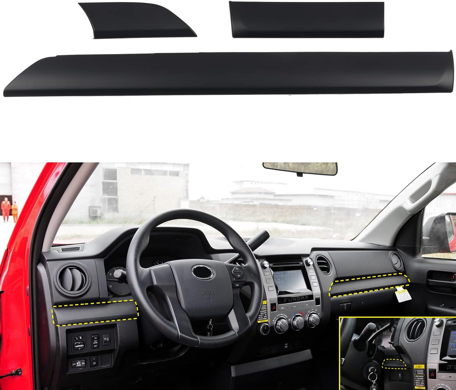 HIGH FLYING for Toyota Tundra 2014-2021 Car Accessories ABS Carbon Fiber Grain Center Consoles A/C Air Outlet Vent Decor Cover Trim 3pcs (Not Fit RHD)