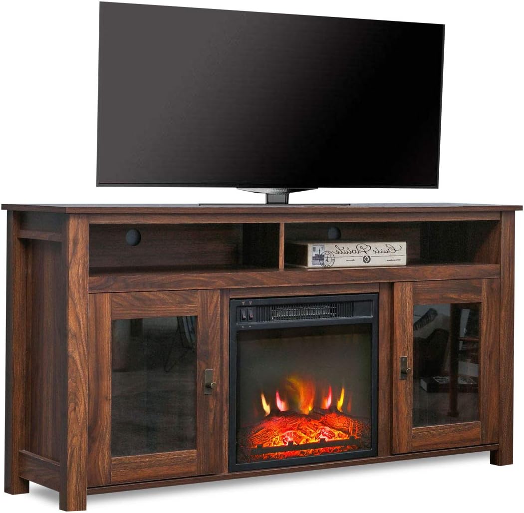 Electric Fireplace TV Stand Entertainment Center Corner Electric Fireplace Console Fireplace Heater for TVs up to 60"