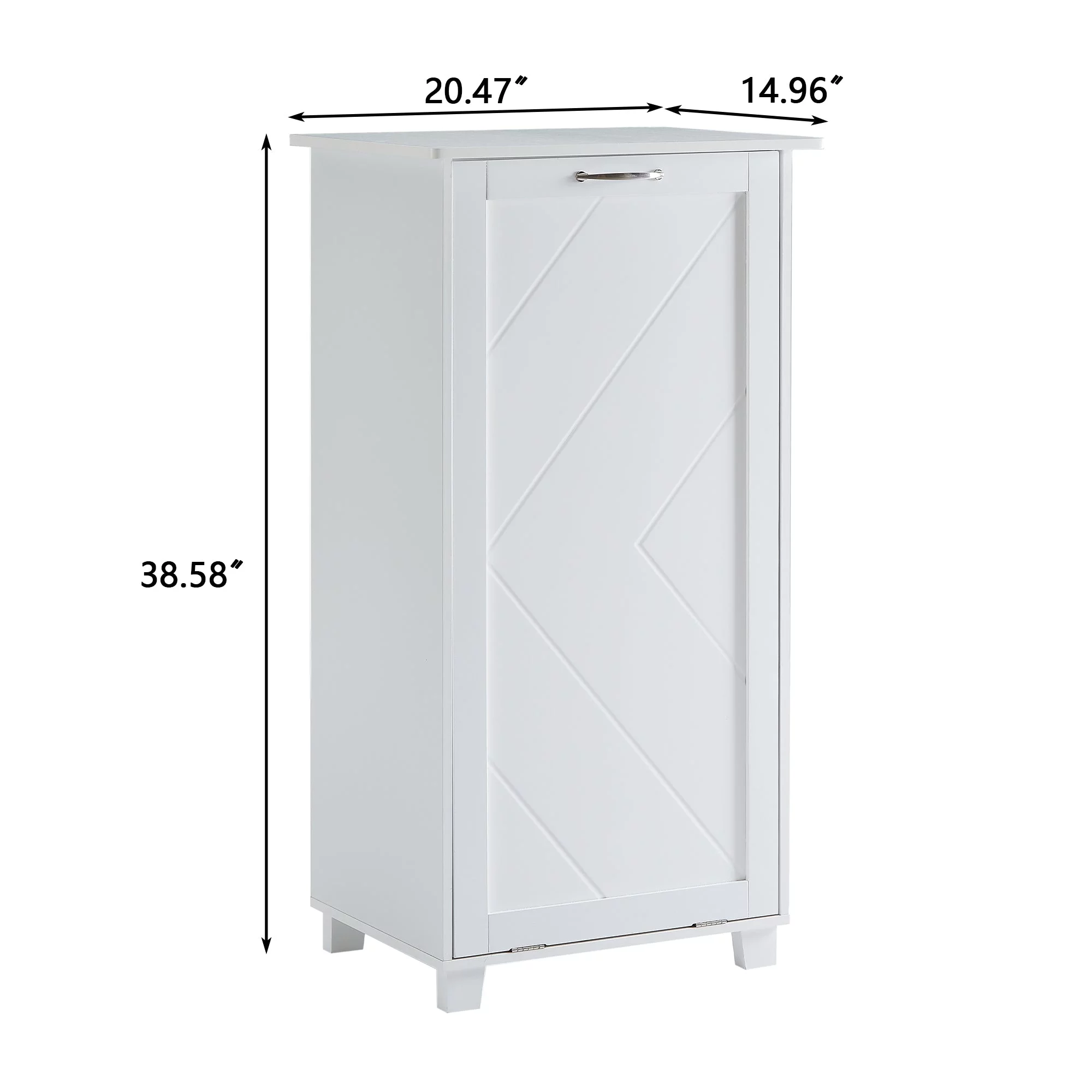 VECELO Kitchen Trash Can Cabinet, Tilt Out Single Door Wooden Recycling Garbage Hamper Cabinet Pet Proof, Freestanding Laundry Sorter Cabinet, White