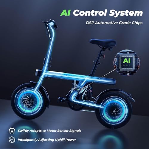 isinwheel U1 Electric Bike, 500W Motor, 20 mph, Folding Ebike, 14"/16"/20" Adults Electric Bicycles, 280.8Wh Battery, 25 Miles PAS Range, Black