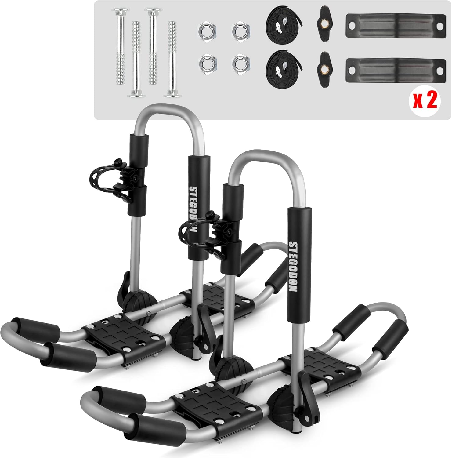 STIMULATER Kayak Roof Rack ,Universal Foldable J-Bar Kayak Rack 4-in-1 Carrier Roof Racks Car Roof Top Carrier for Canoe, SUP, Kayaks