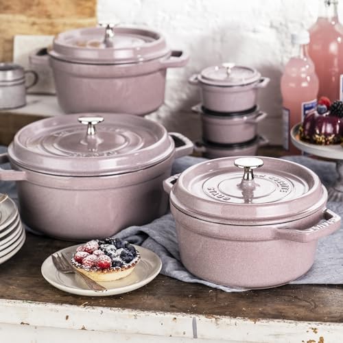 STAUB Cast Iron Dutch Oven 5.5-qt Round Cocotte, Made in France, Serves 5-6, Black Matte
