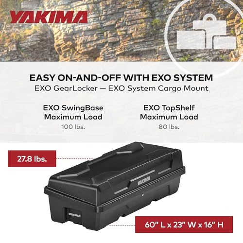 Yakima EXO GearLocker Car Cargo Carrier, Hard Top Shell Box for EXO SwingBase System, Black