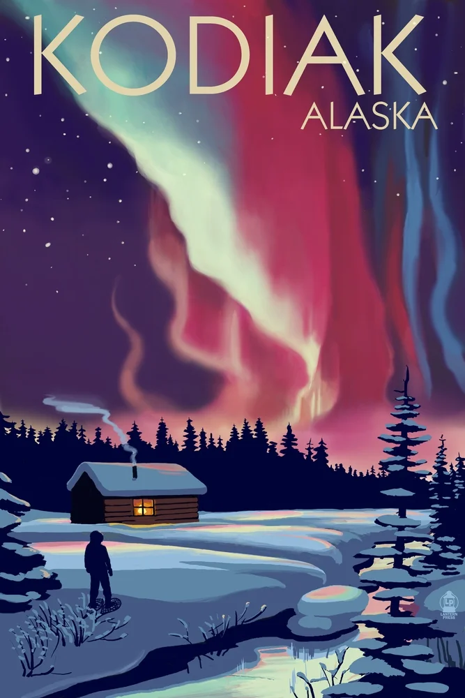 Kodiak, Alaska, Northern Lights and Cabin (1000 Piece Puzzle, Size 19x27, Challenging Jigsaw Puzzle for Adults and Family, Made in USA)