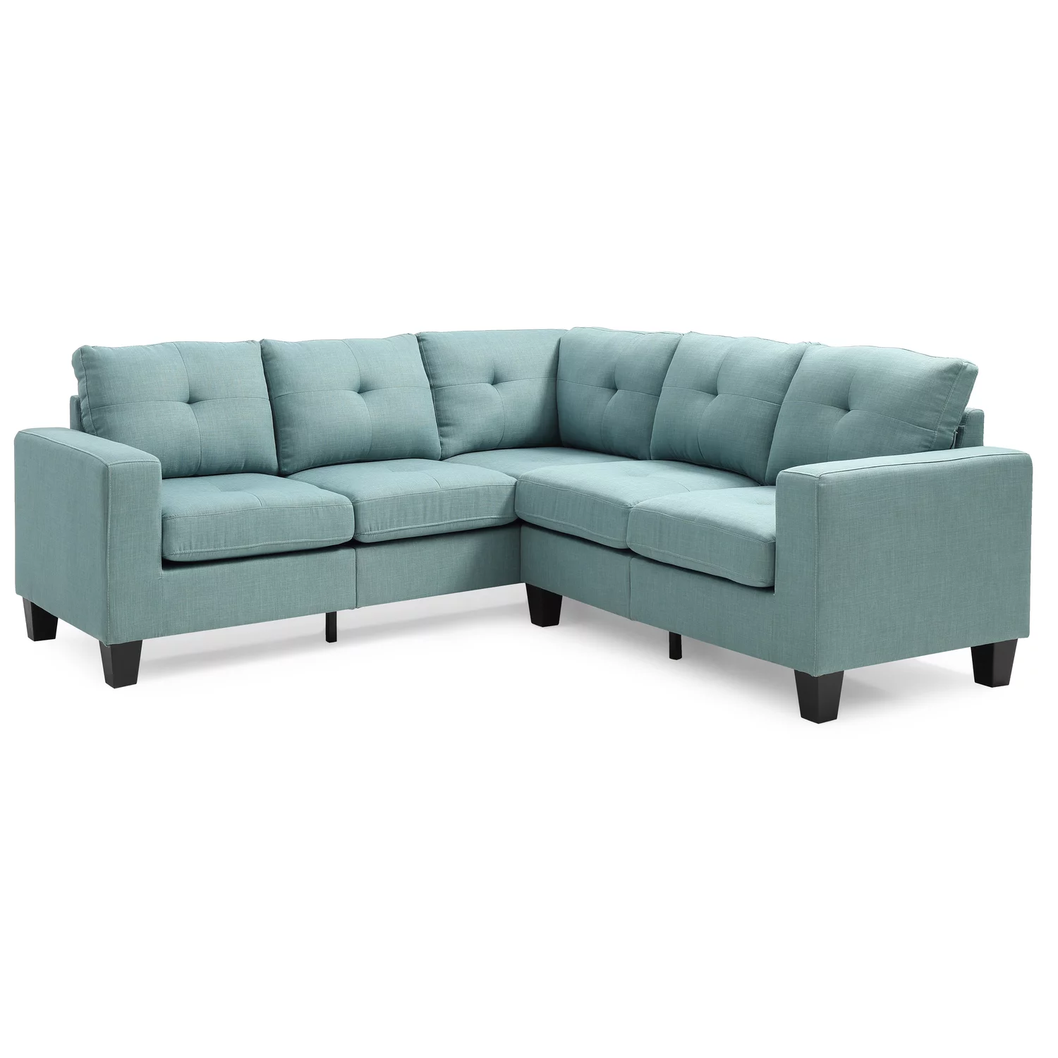 Glory Furniture Newbury Twill Fabric Sectional in Teal