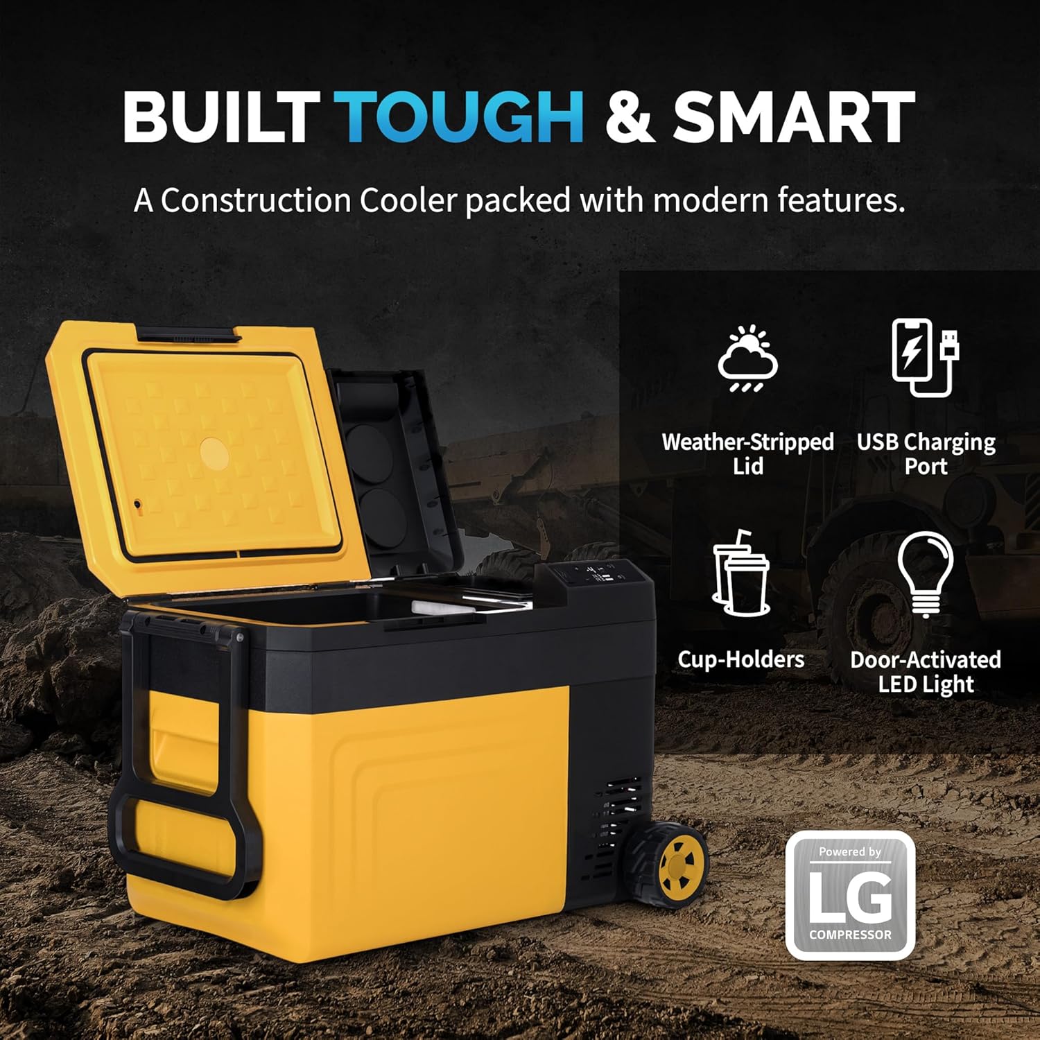 Newair 25 Qt. Portable Electric Cooler, 12v Car Mini Fridge, Hard Lunch Box for Jobsite, Workshop