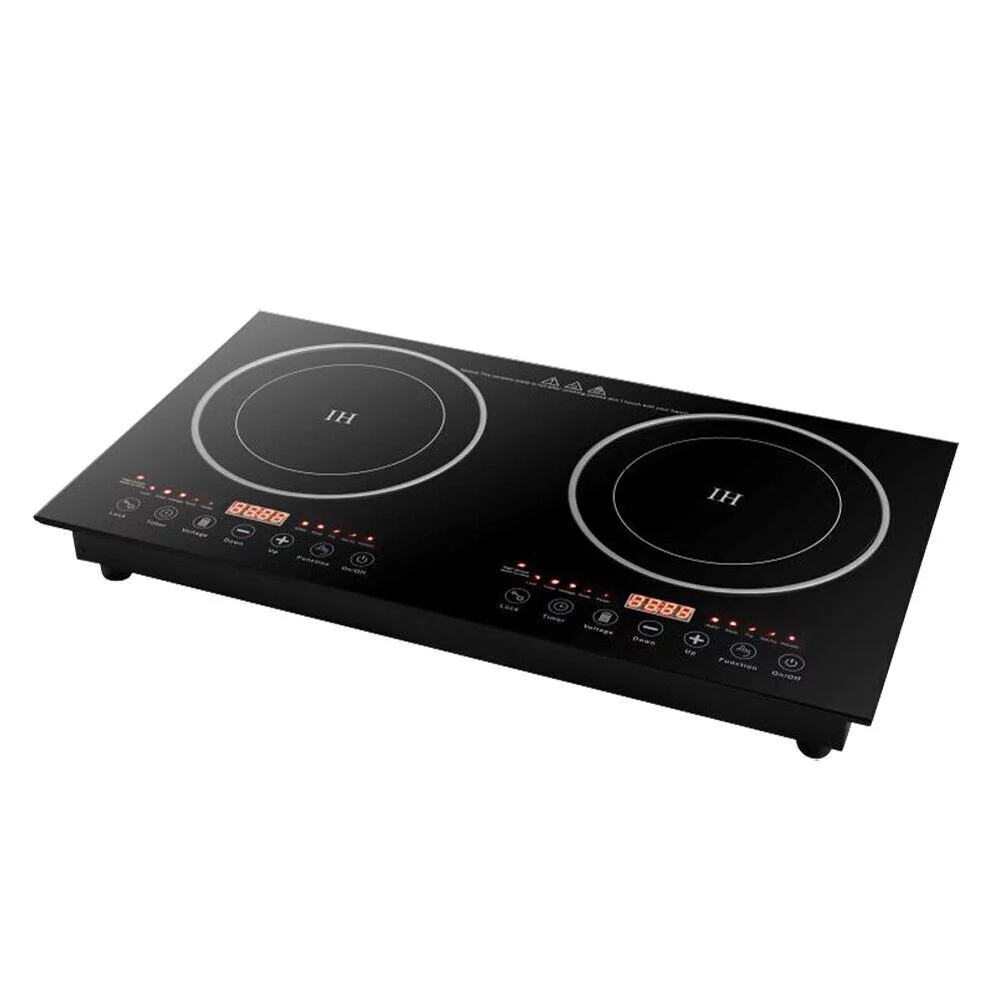 Portable Electric Induction Cooktop, 2-Burner Tempered Glass Countertop Dual Ceramic Cooker Burner Stove 2400W 110V