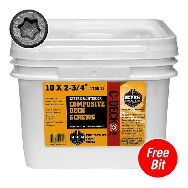 Screw Products 10 x 2.75 in. C-Deck Composite Star Drive Deck Screws - Sand Ridge 1750 Count