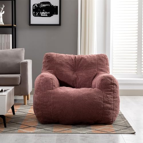 INMOZATA 3FT Bean Bag Chair for Adult Teens Kids(with Filler) Furniture - Soft Teddy Fabric Lazy Sofa Chair