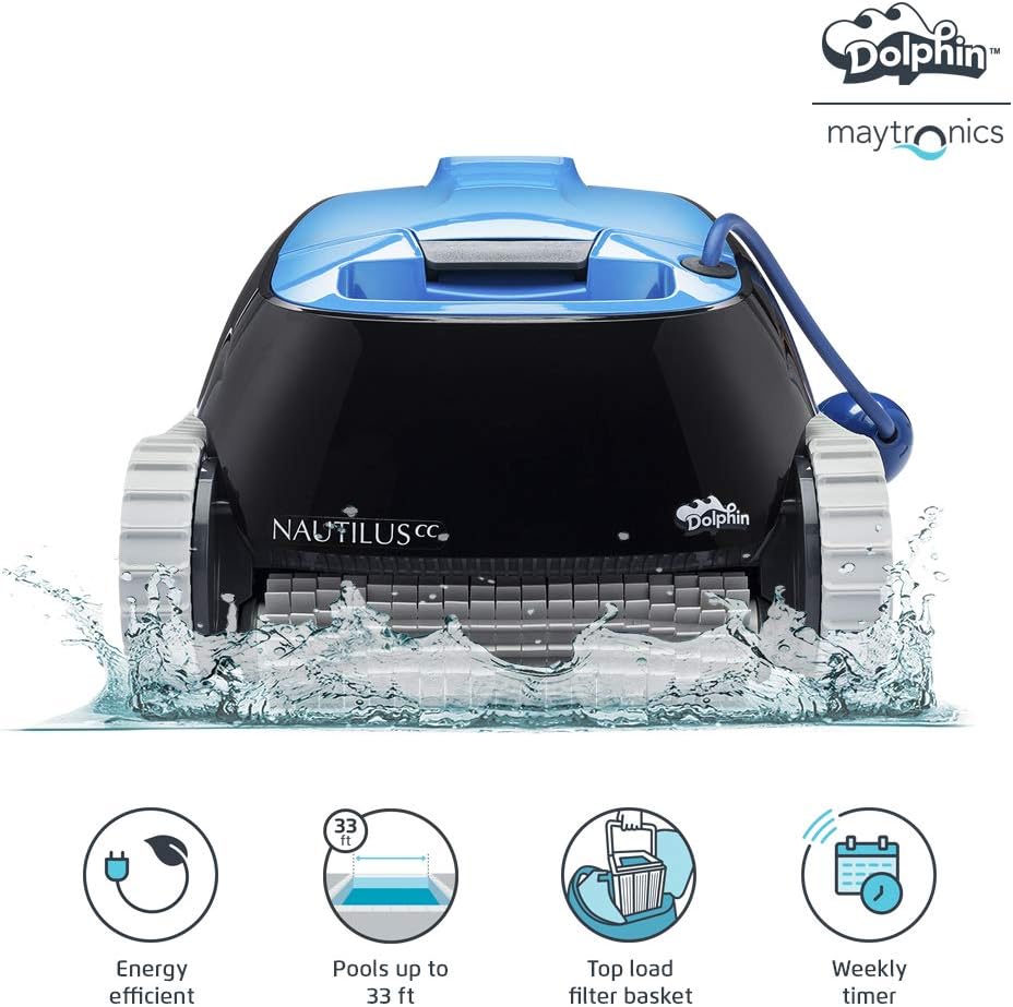 DOLPHIN Nautilus CC Automatic Robotic Pool Cleaner - Ideal for Above and In-Ground Swimming Pools up to 33 Feet