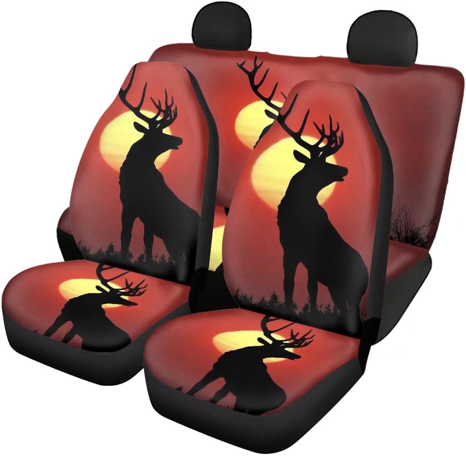 SEANATIVE Stretchy Car Seat Cover Camo Forest Deer Universal Car Interior Seat Cover Machine Washable Anti-Slip Front and Rear Bench Back Seat Cover