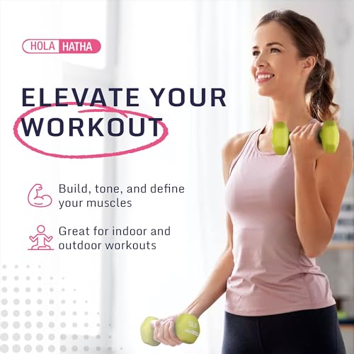 HolaHatha Neoprene Dumbbell Free Hand Weight Set with Rack, Ideal for Home Exercises to Gain Tone and Definition