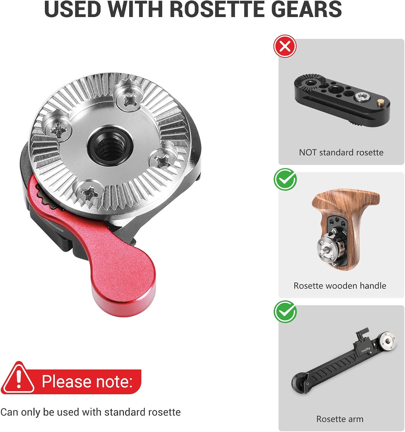 SMALLRIG Quick Release Rosette Mount Adapter to NATO Clamp for Rosette Handle Grip for Arri Standard, DIY Camera Rig - 2046