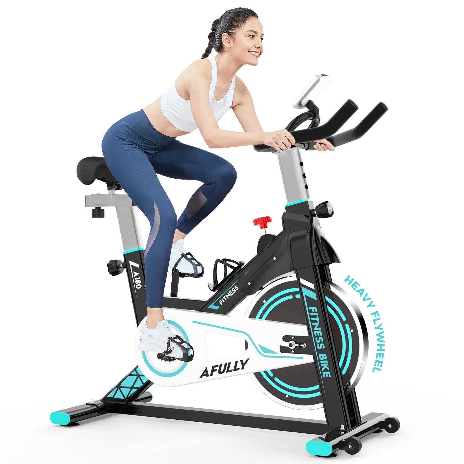 Pooboo Indoor Cycling Exercise Bikes Stationary Fitness Cycle Upright Cycling Belt Drive for Home Cardio Workout 35 Lbs Flywheel 350lb