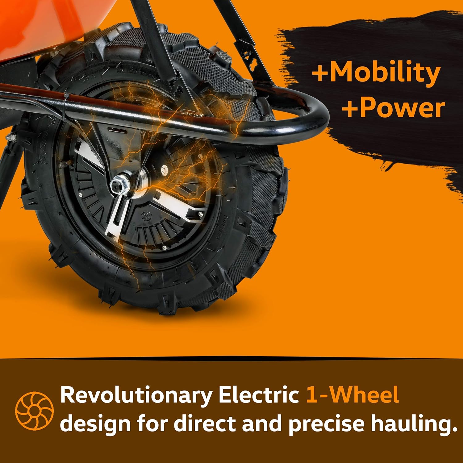 SuperHandy Wheelbarrow Electric Powered Utility Cart 24V 12Ah 500W 330LBS (150kgs) Capacity Material Debris Hauler