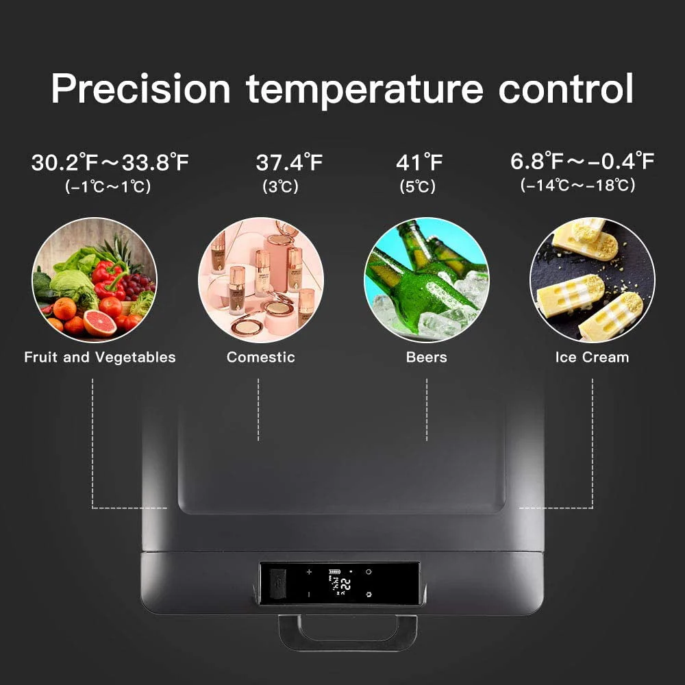 Domende 12 volt Refrigerator Freezer Compact Car Fridge 54qt Compressor Cooler for Truck,RV,Boat,Van Outdoor and Home use 12/24V DC and 100-240 AC