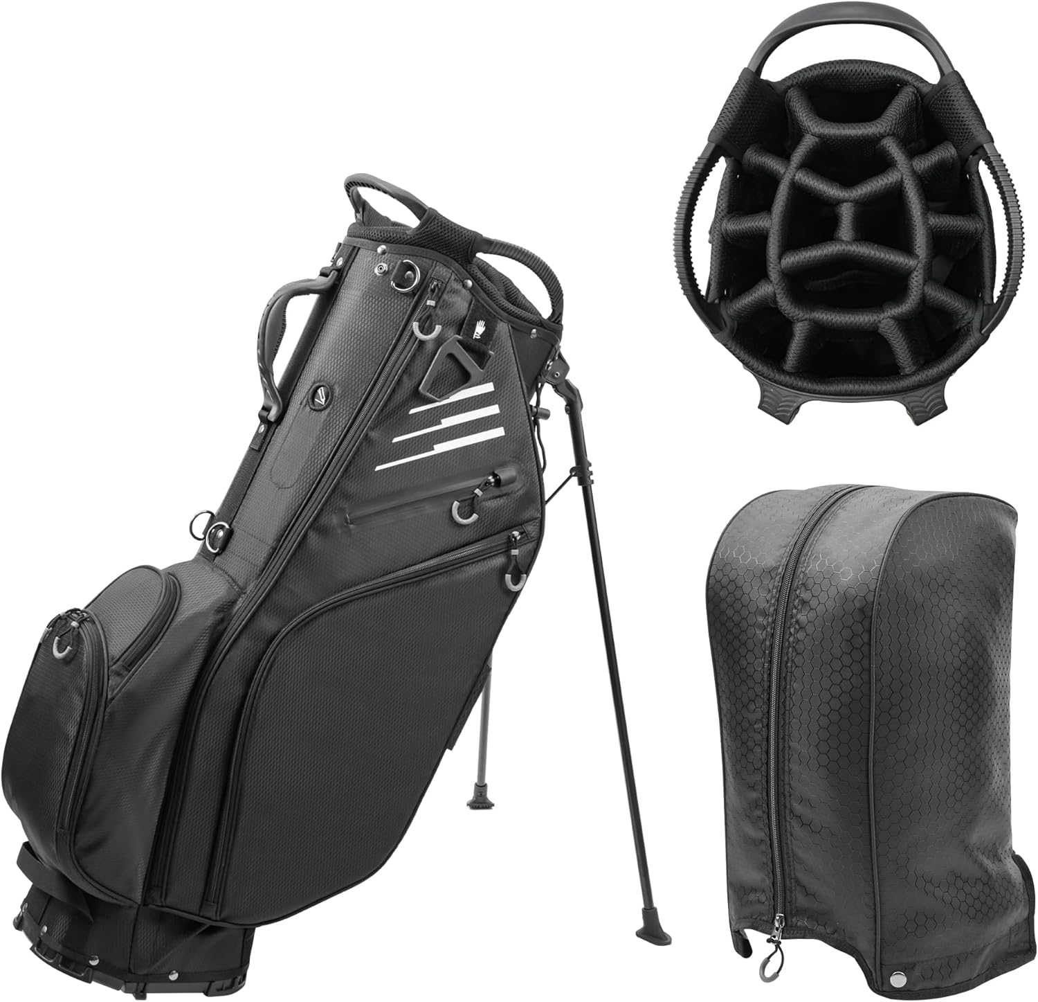 Golf Stand Bag 14 Way Full-Length Dividers with Stand, Lightweight Waterproof Golf Bag, 8 Pockets, Cooler Pouch,Golf Club Bag for Men, Dual Strap