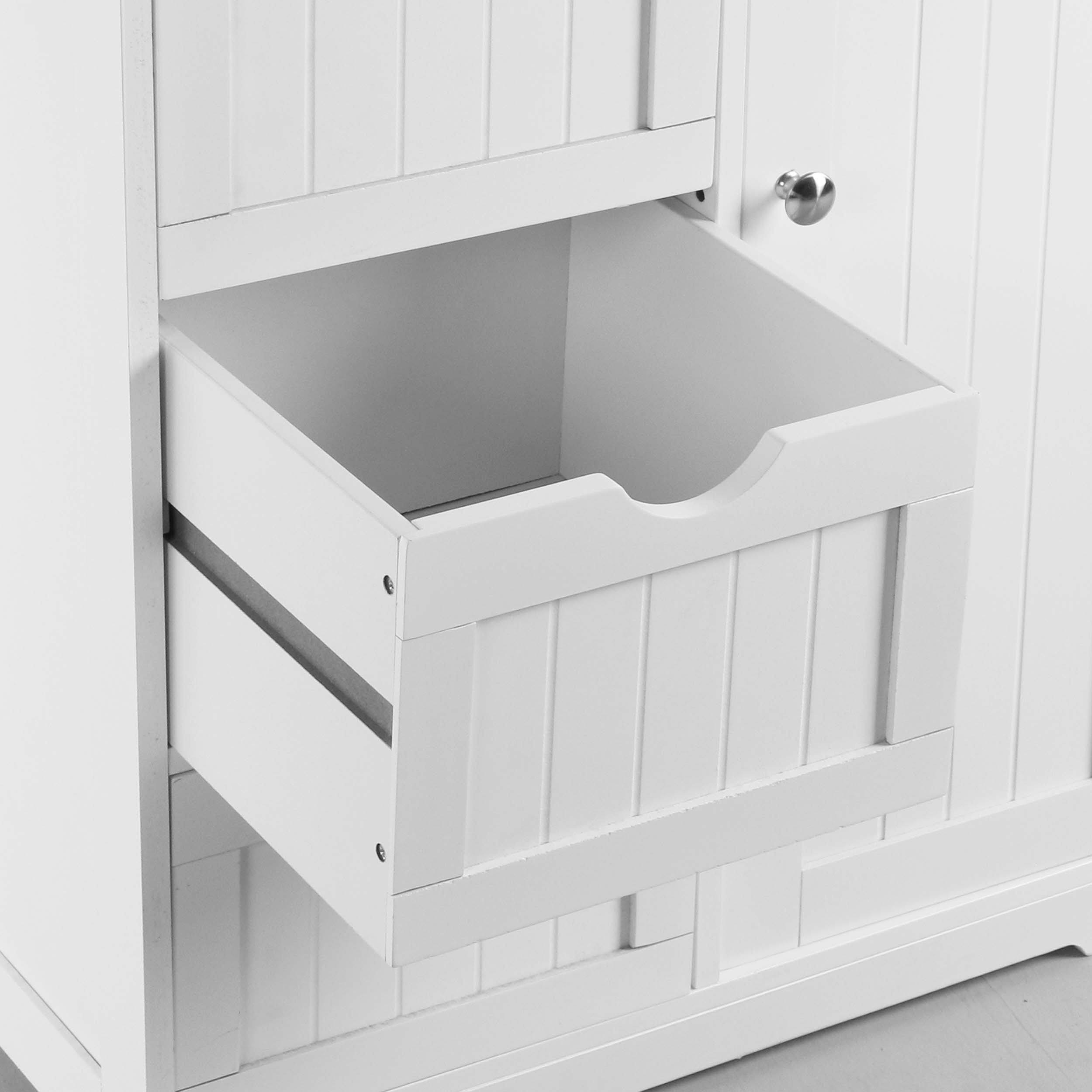Veikous 4 Drawers Bathroom Storage Cabinet and Cupboard 2 Shelves - White
