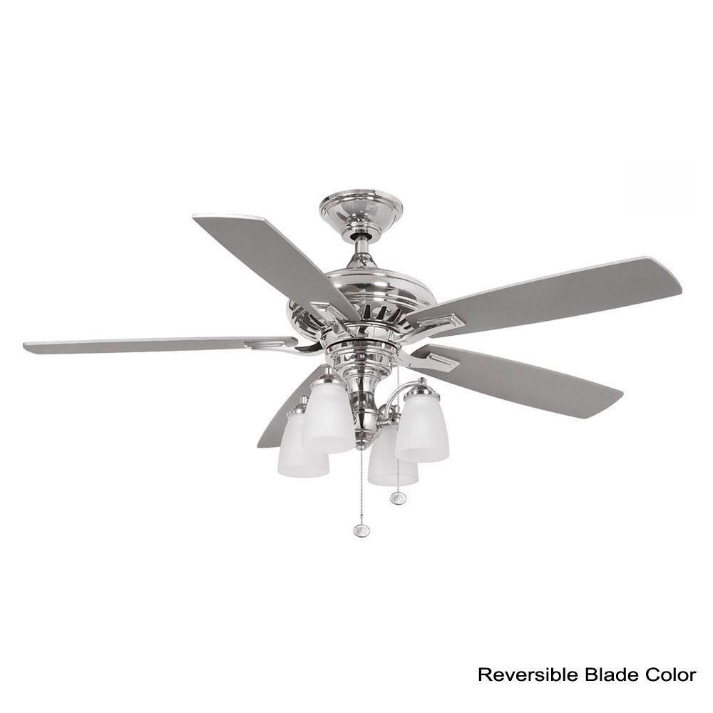 Hampton Bay Bristol Lane 52x22 Ceiling Fan with Light - Polished Nickel