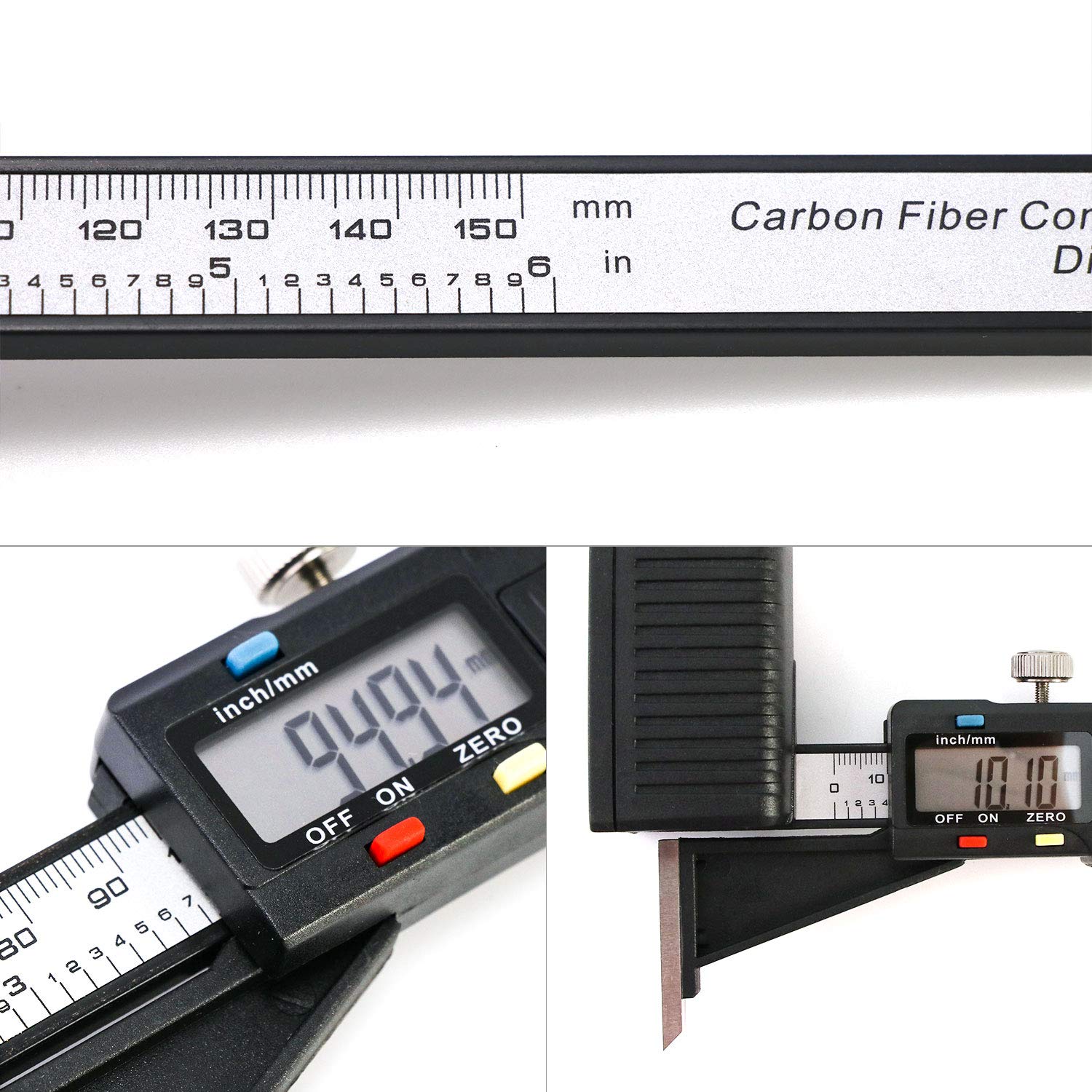 QWORK Height Gauge, 0-150mm Digital Display Height Aperture Caliper Gauge Measuring Tools with Magnetic Self Standing Feet Base