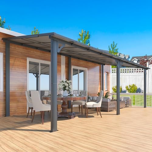 AECOJOY 10&rsquo; x 10&rsquo; Gazebo, Wall Mounted Gazebos Pergola on Clearance, Outdoor Patio Lean to Gazebo Awnings for Deck, Porch